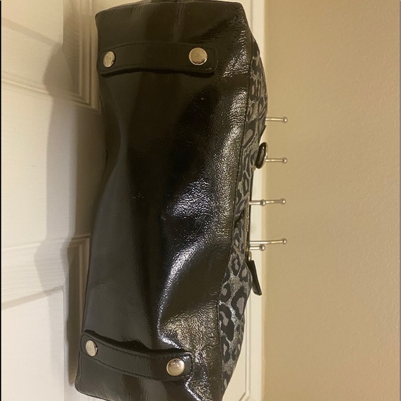 Coach Black Gray Metallic Ocelot Leopard Print Authentic Rare Sabrina Handbag - Picture 4 of 15